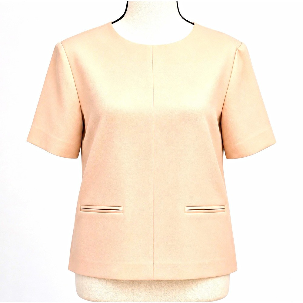 T by Alexander Wang Welt Pocket Blouse 4 Beige Deep V Back